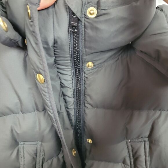 J. Crew Womens Wintress Faux Fur Trim Hooded Winter Puffer Coat Brown Size M - Picture 9 of 16